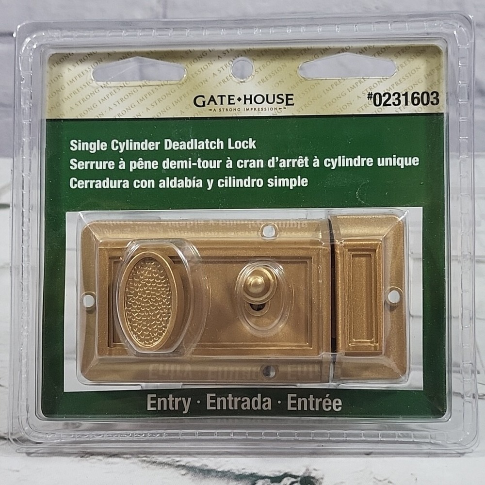 Gate House Brass Entry Deadlatch Lock Single Cylinder 0231603- Bronze